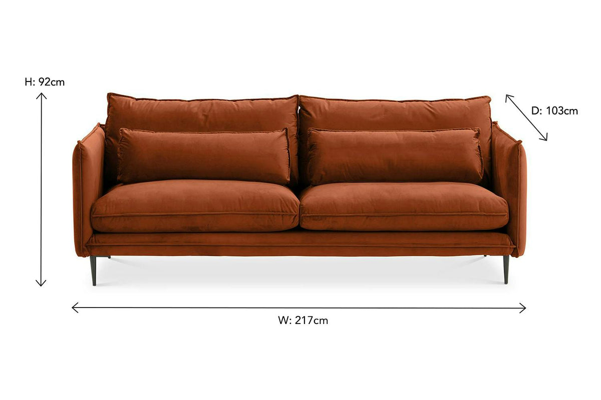 Maeve 3 Seater Sofa | Fabric | Rust