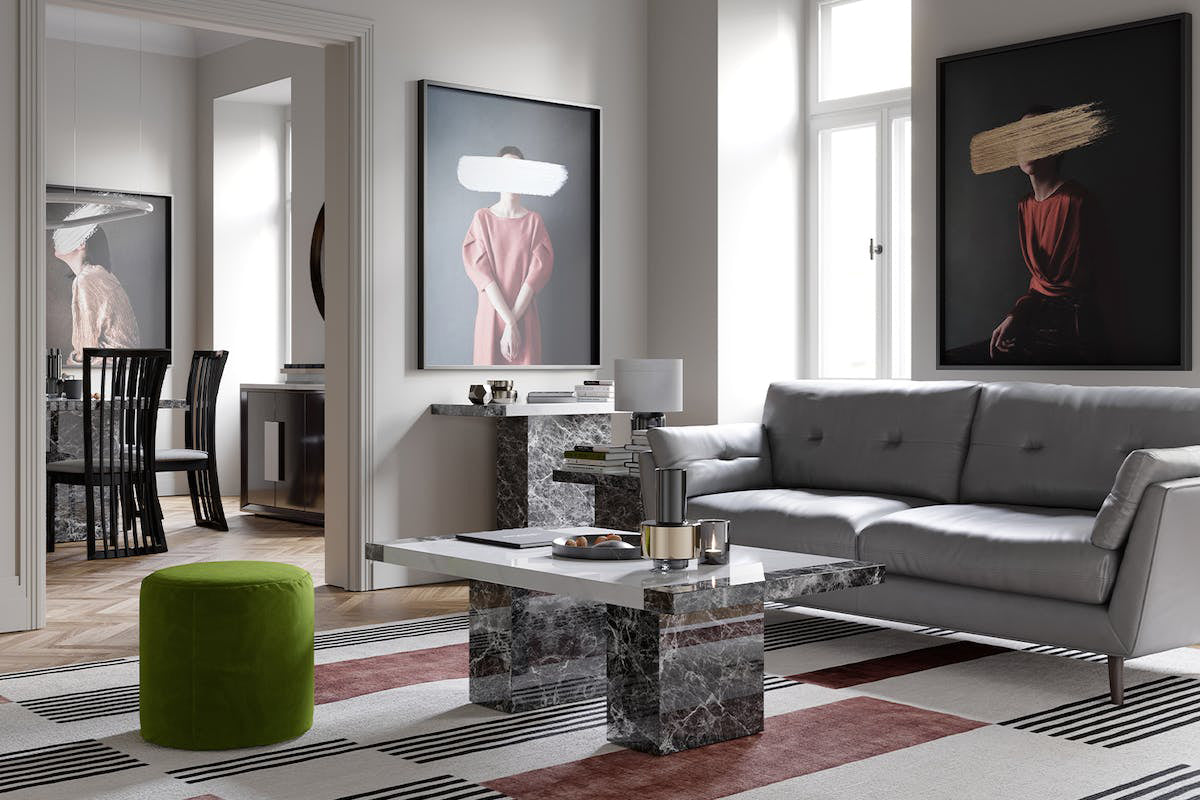 Mainz Lamp Table | Grey & White