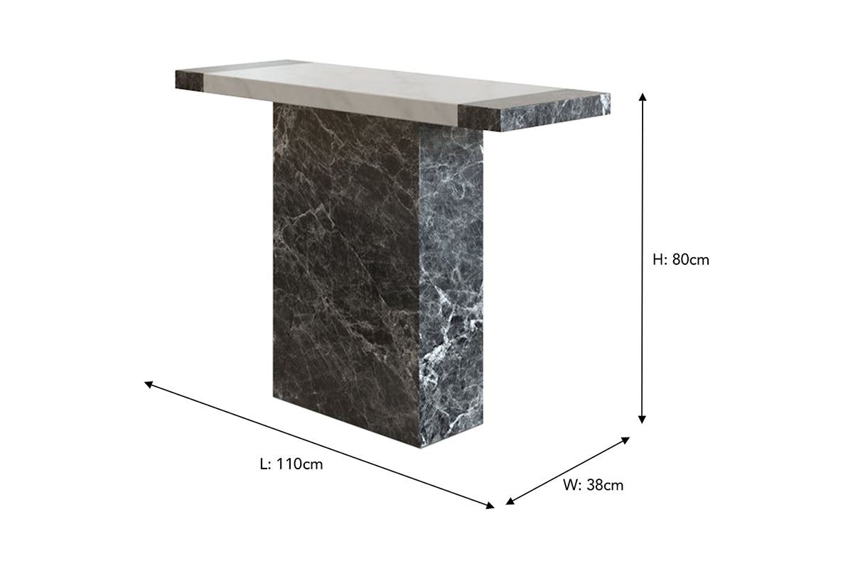 Mainz Console Table | 110 cm | Rectangular | Grey & White