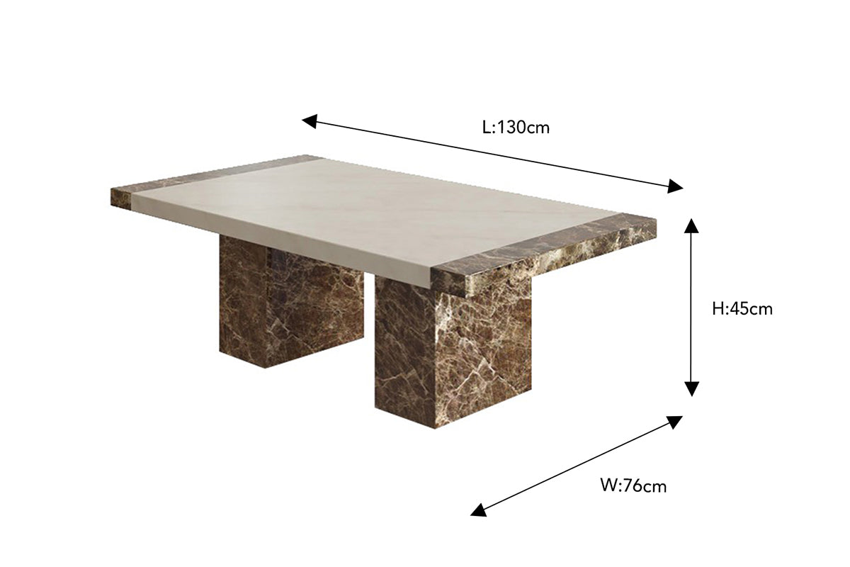 Mainz Coffee Table | Cream & Brown | Marble | Rectangular