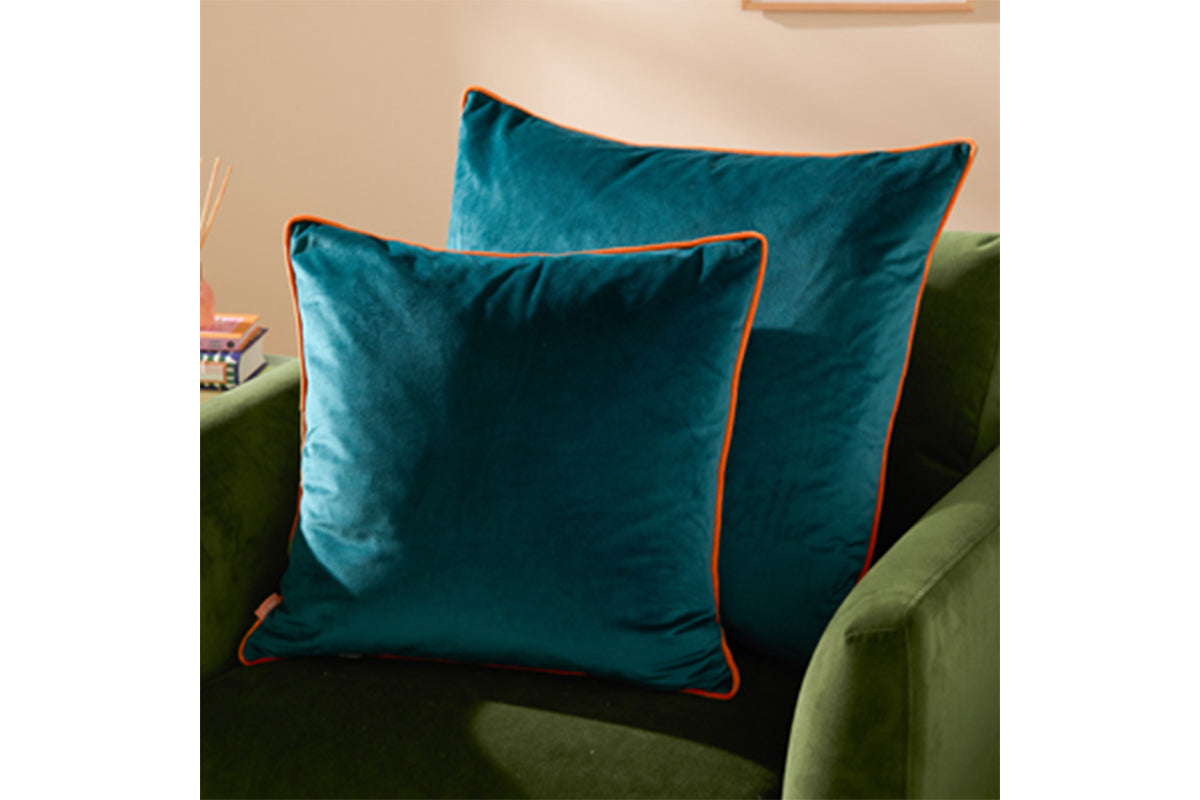 Furn | Meridian Polyester Cushion | Raspberry/Teal | 45 x 45 cm