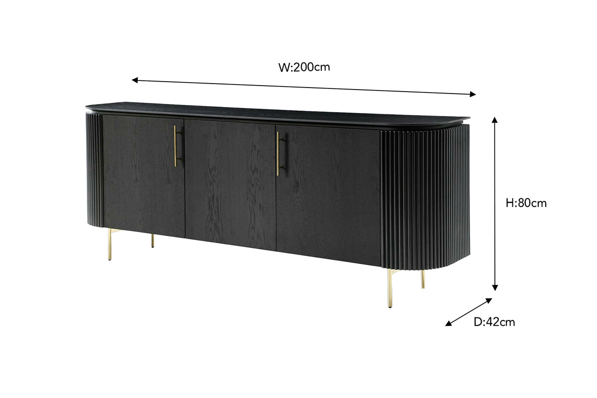 Lantine Sideboard | 3 Doors | 200 cm |  Oak | Black