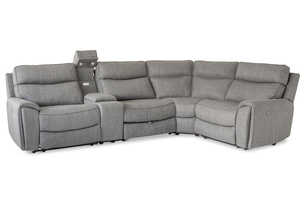 Mila Corner Sofa with Console | Power Recliner | Medium | Grey