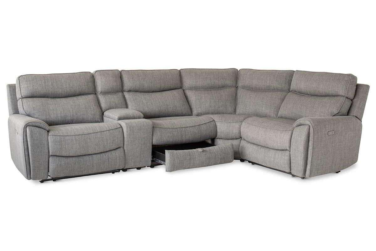 Mila Corner Sofa with Console | Power Recliner | Medium | Grey