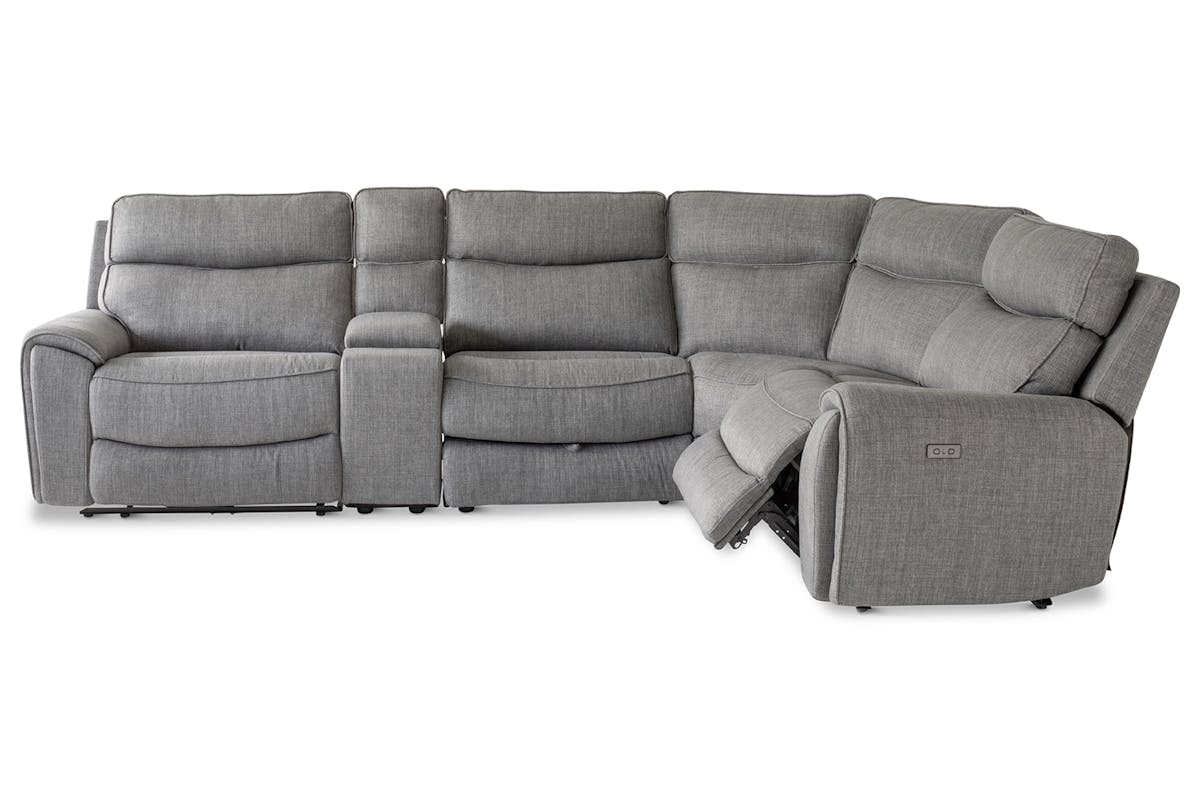 Mila Corner Sofa with Console | Power Recliner | Medium | Grey