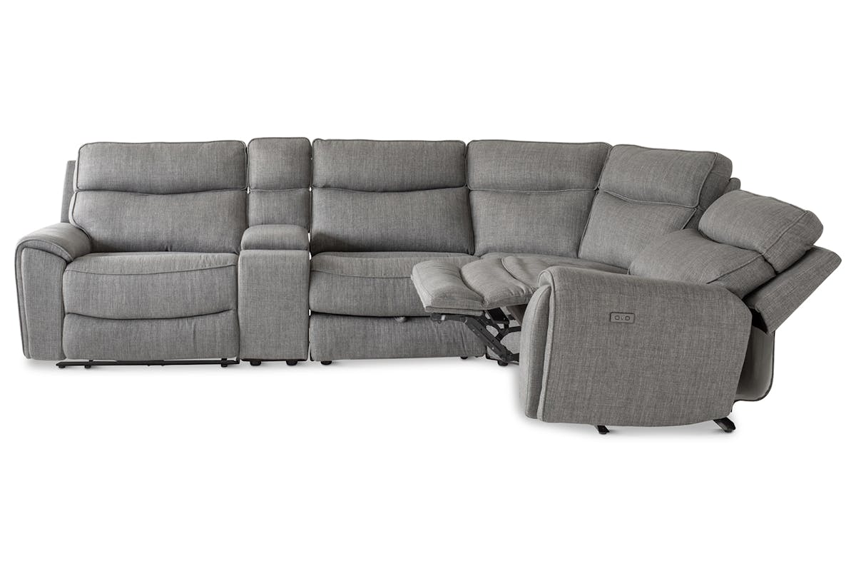 Mila Corner Sofa with Console | Power Recliner | Medium | Grey