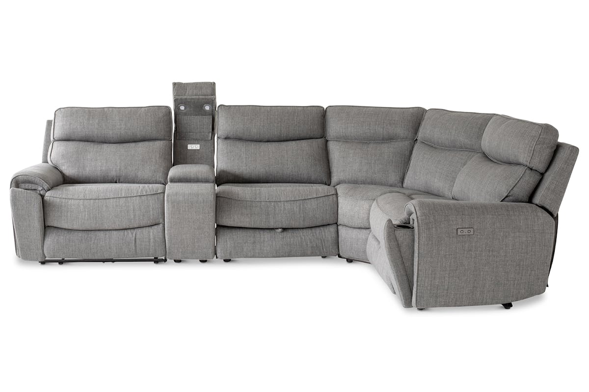 Mila Corner Sofa with Console | Power Recliner | Medium | Grey