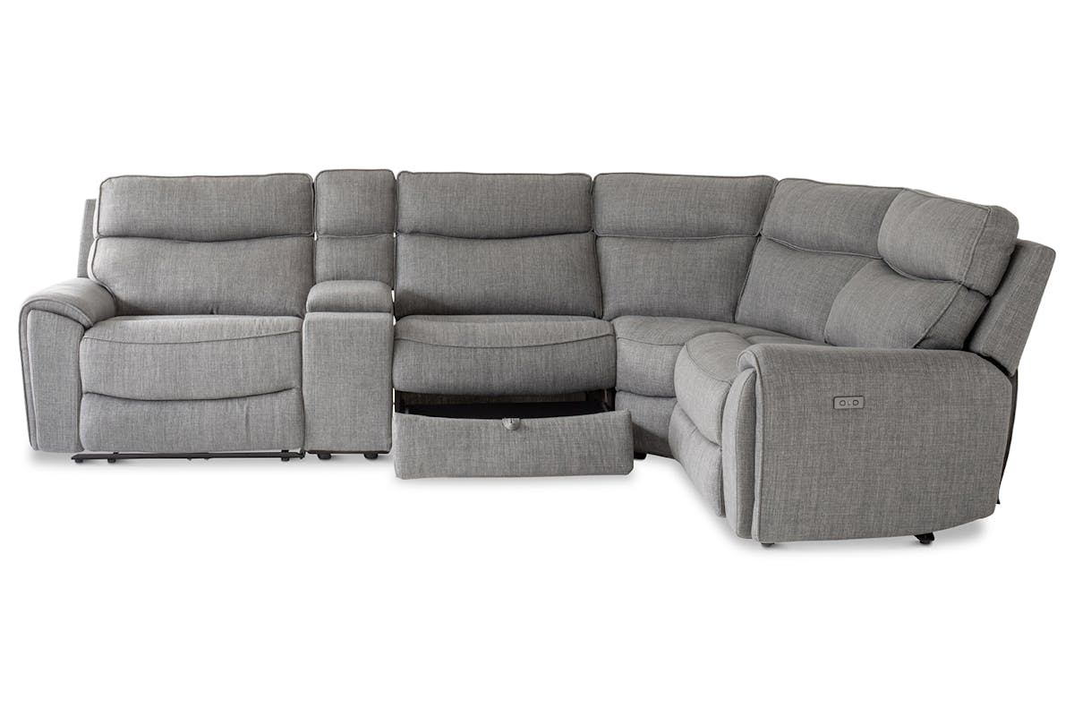 Mila Corner Sofa with Console | Power Recliner | Medium | Grey