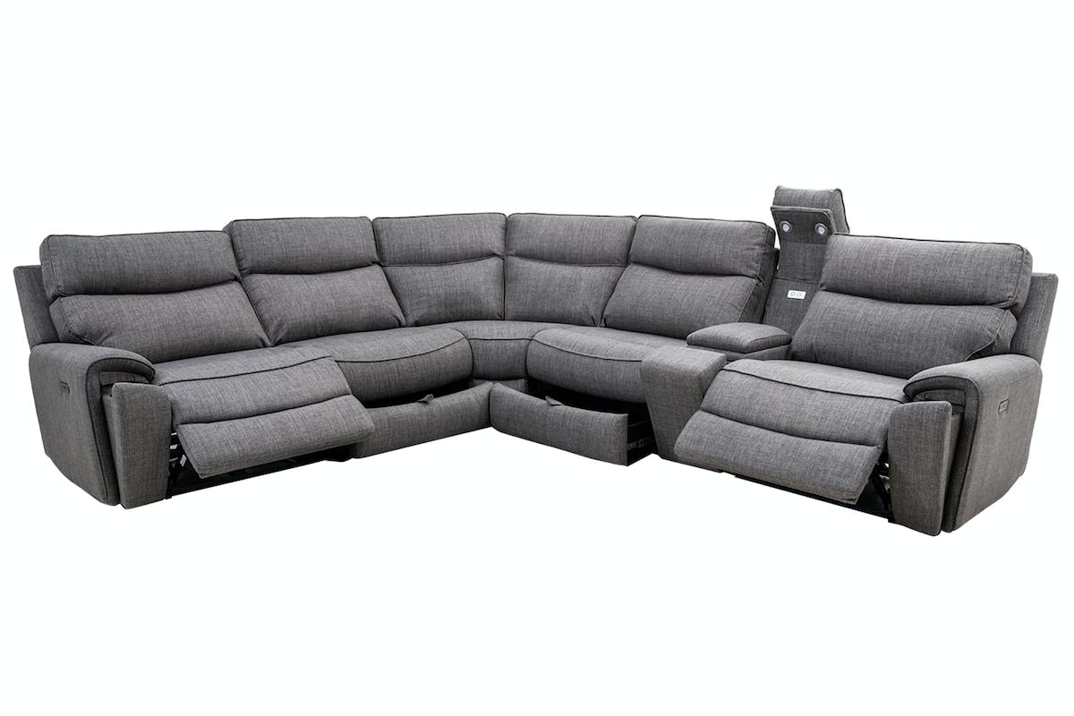 Mila Corner Sofa | Power Recliner | Console | Large |  Grey