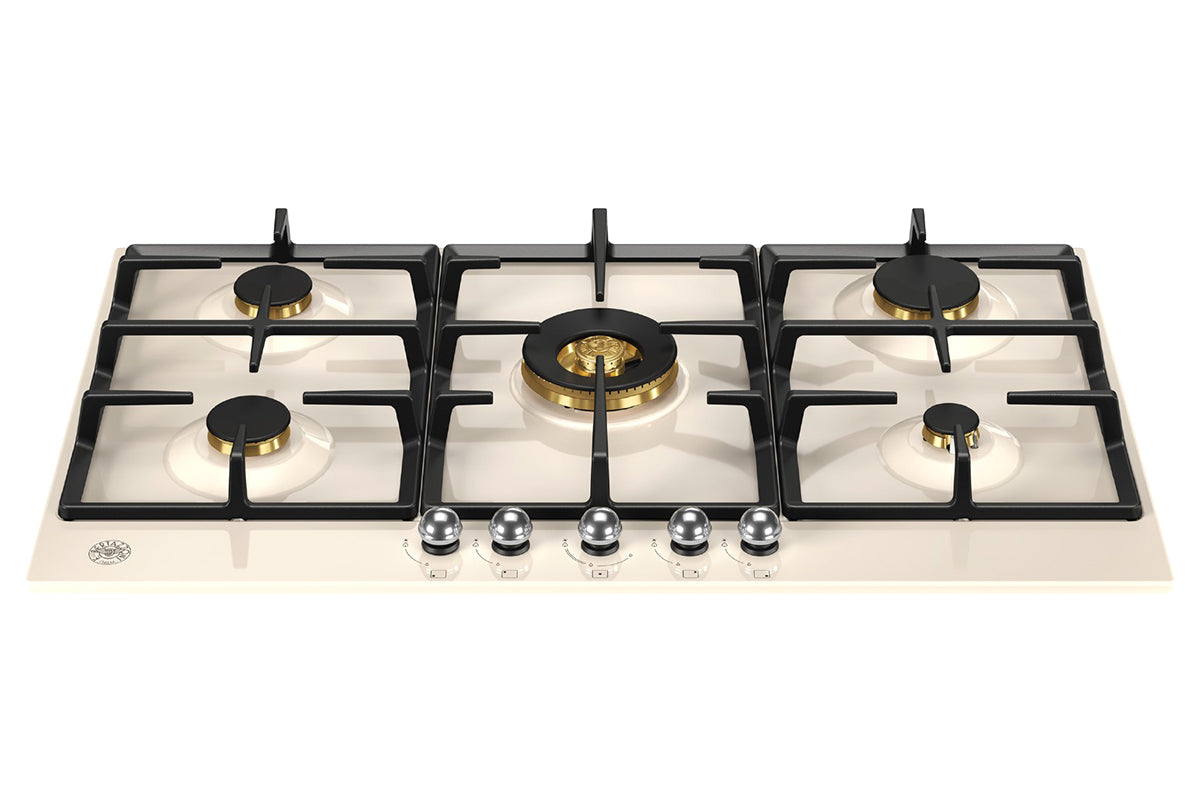 Bertazzoni Heritage Series 90cm 5 Burners Gas Hob | P905CHERAX | Avorio/Stainless