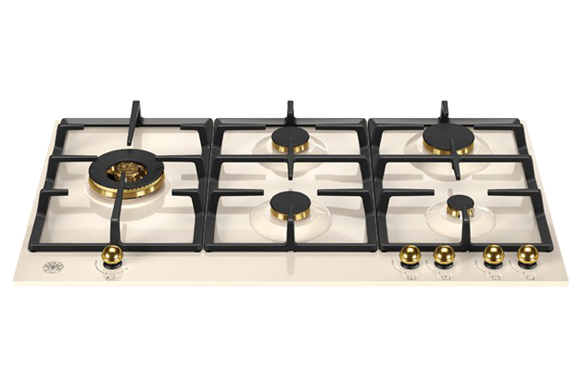 Bertazzoni Heritage Series 90cm 5 Burners Gas Hob | P905LHERAG | Ivory/Gold