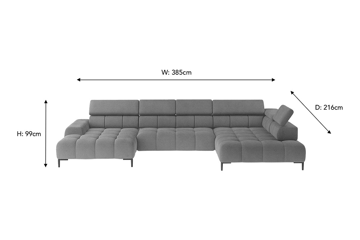 Cassie Chaise Sofa | Power Recliner | Extra Large | Fabric | Colour Options