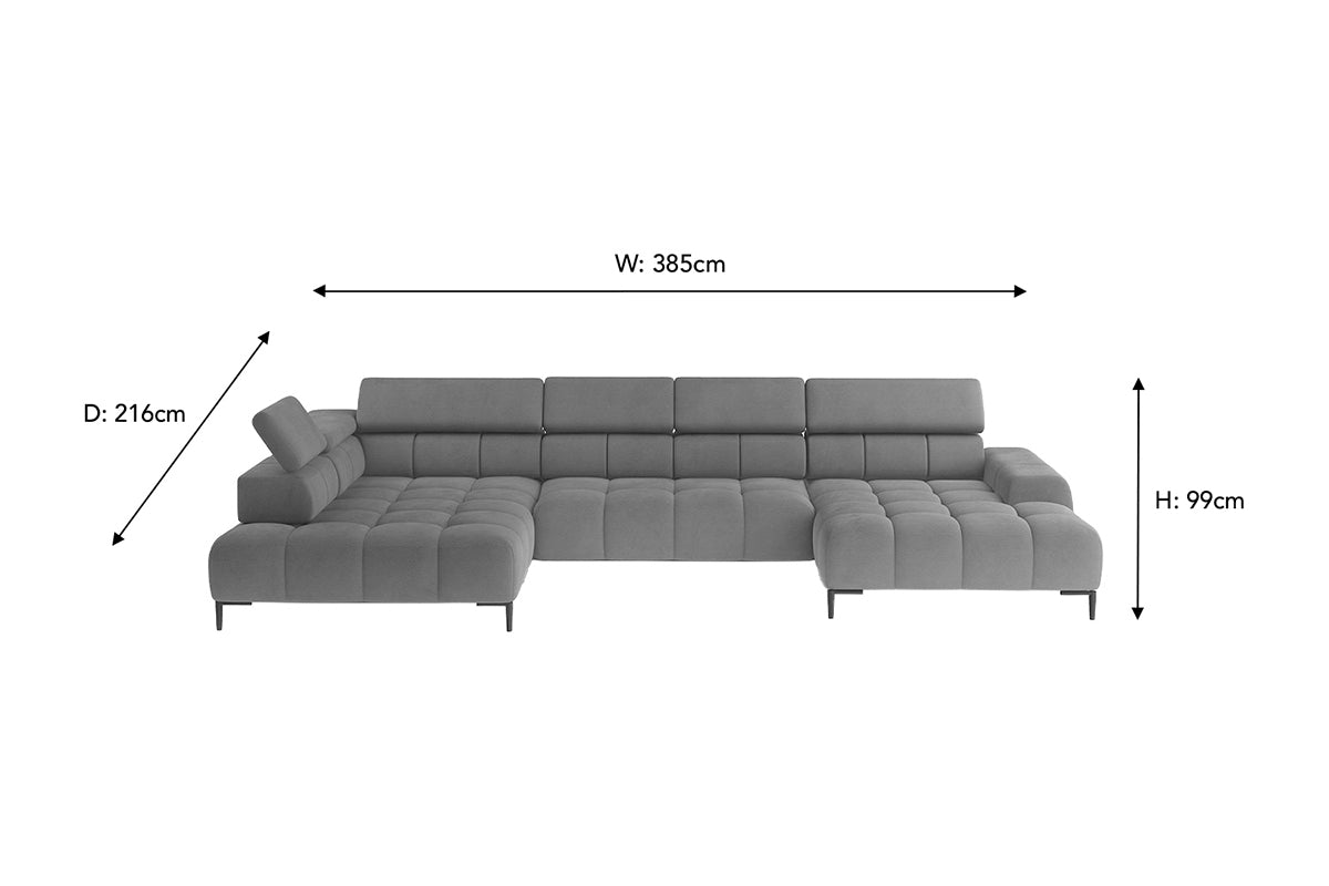 Cassie Chaise Sofa | Power Recliner | Extra Large | Fabric | Colour Options