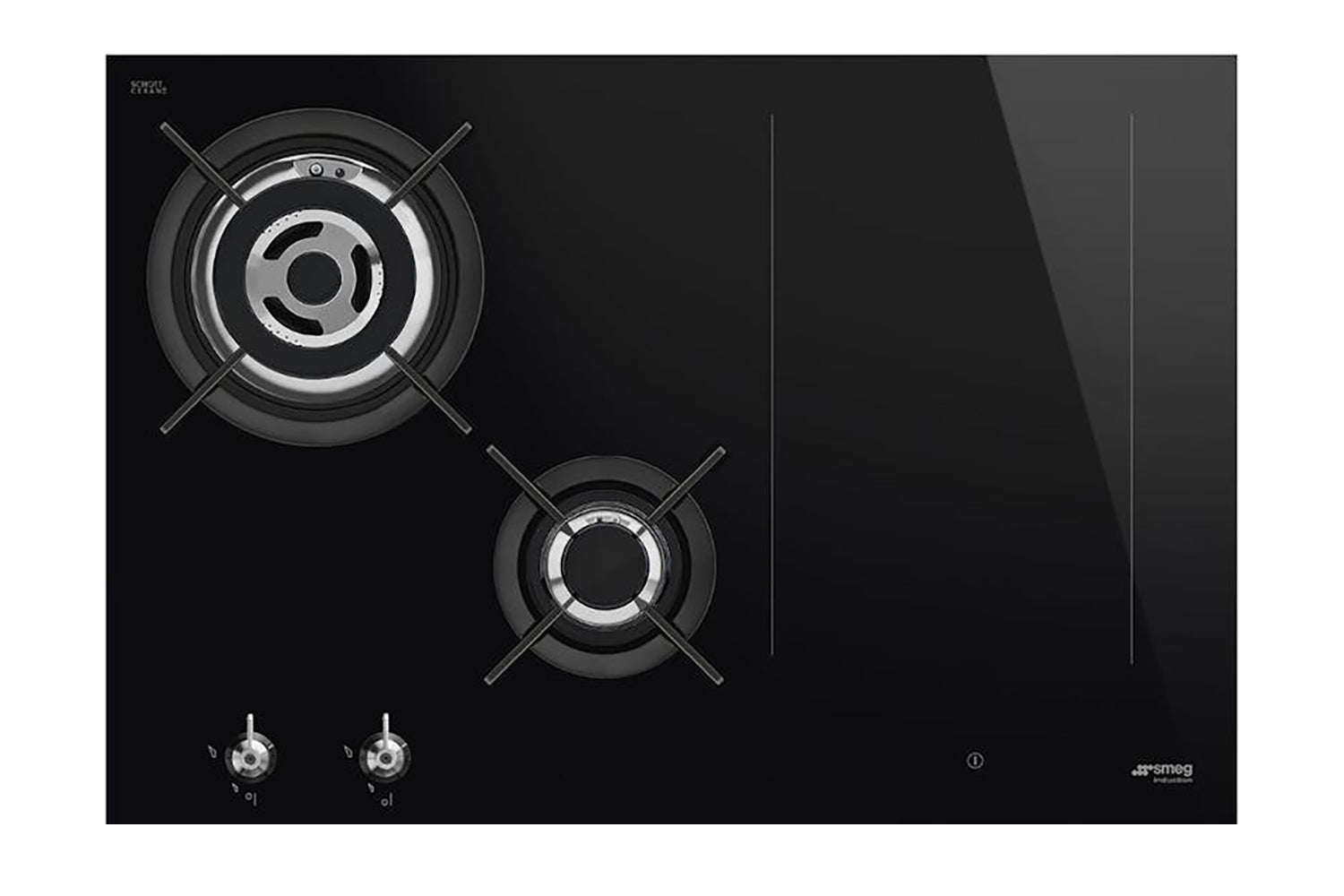 Smeg Classic 75cm 2 Zones & 2 Burners Dual Fuel Hob | PM3743D | Black