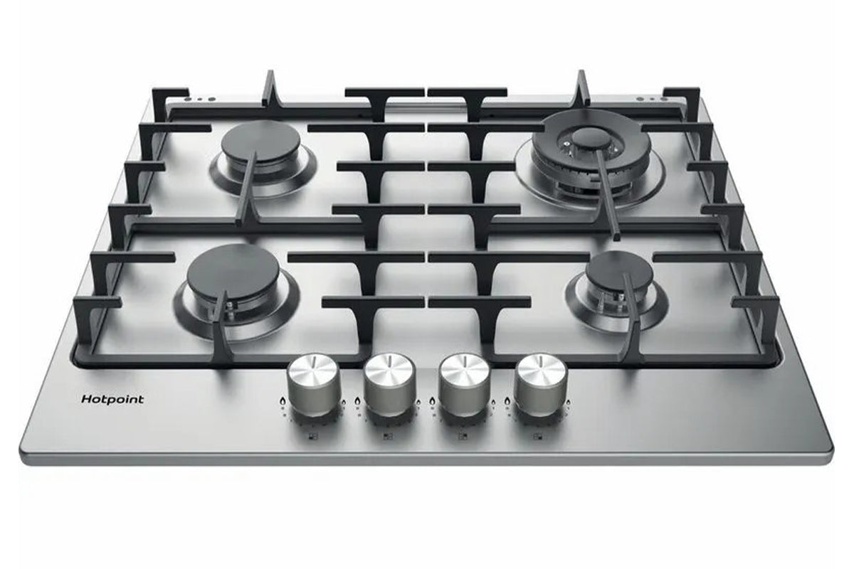 Hotpoint 60cm 4 Burner Gas Hob | PPH60GDFIXUK | Inox
