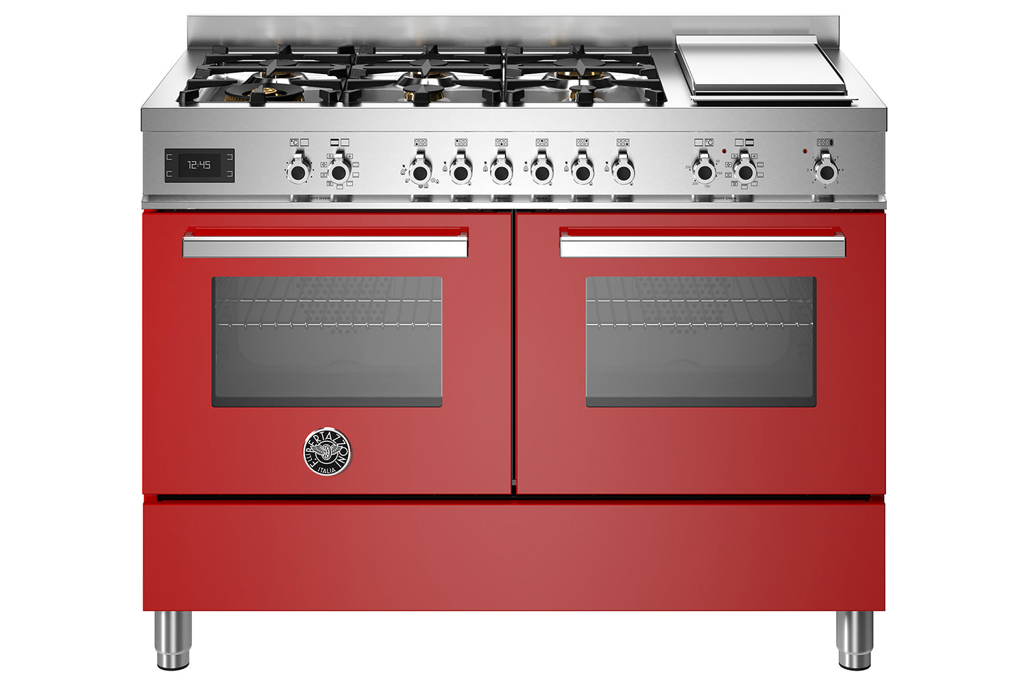 Bertazzoni 120cm Professional Series Freestanding Dual Fuel Range Cooker | PRO126G2EROT | Red