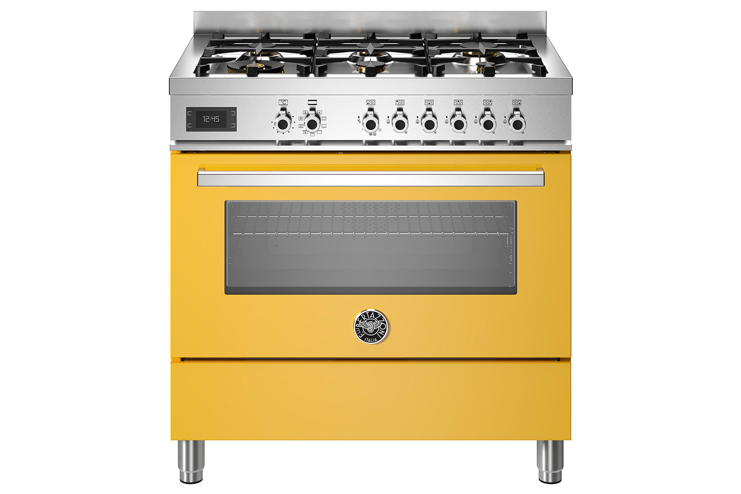 Bertazzoni 90cm Professional Series Freestanding Dual Fuel Range Cooker | PRO96L1EGIT | Yellow