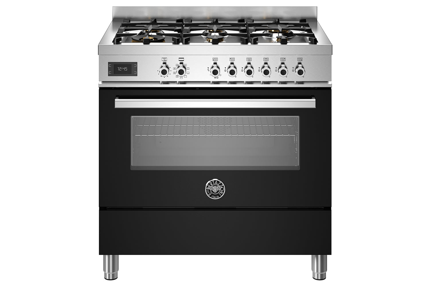 Bertazzoni 90cm Professional Series Freestanding Dual Fuel Range Cooker | PRO96L1ENET | Black