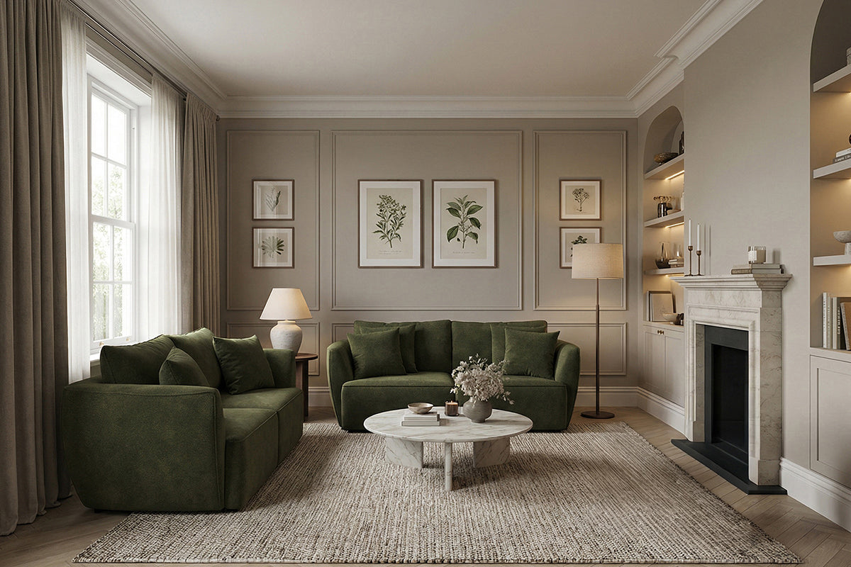Leroy 2 Seater Sofa | Fabric | Forest Green