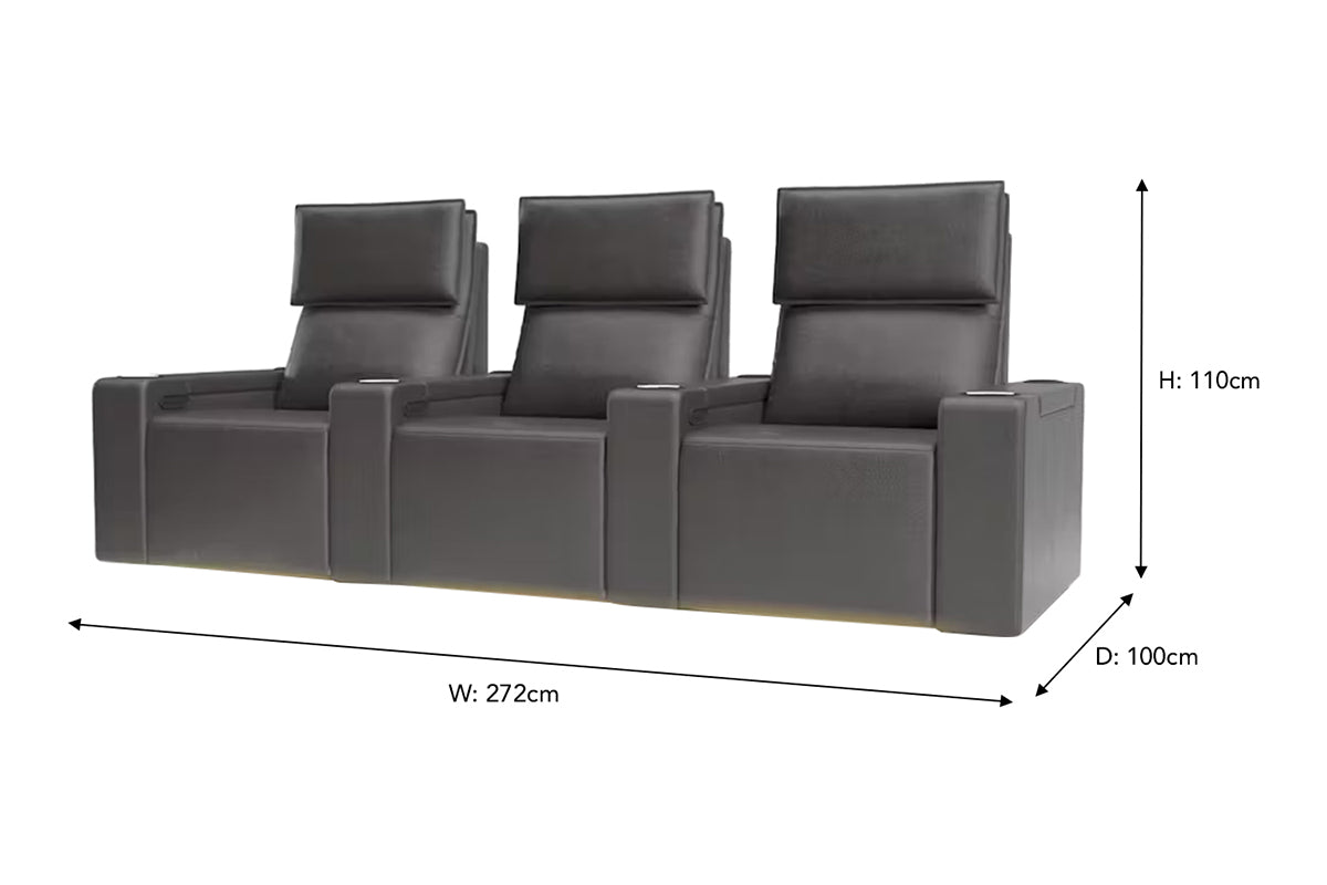 Stella Home Cinema Sofa | Power Recliner | Set of 3 | Gunmetal