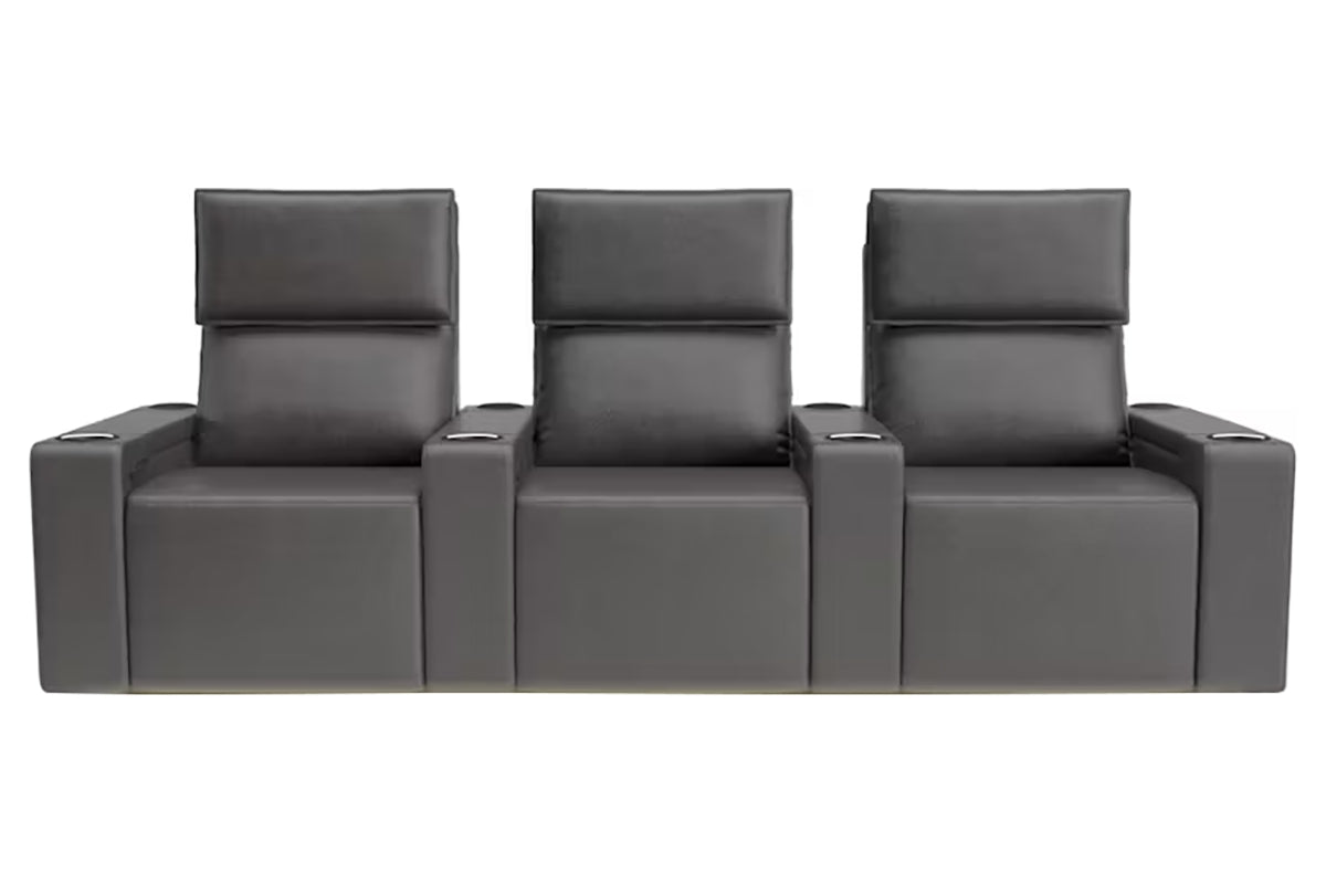 Stella Home Theater Seating | Power Recliner | Set of 3 | Gunmetal