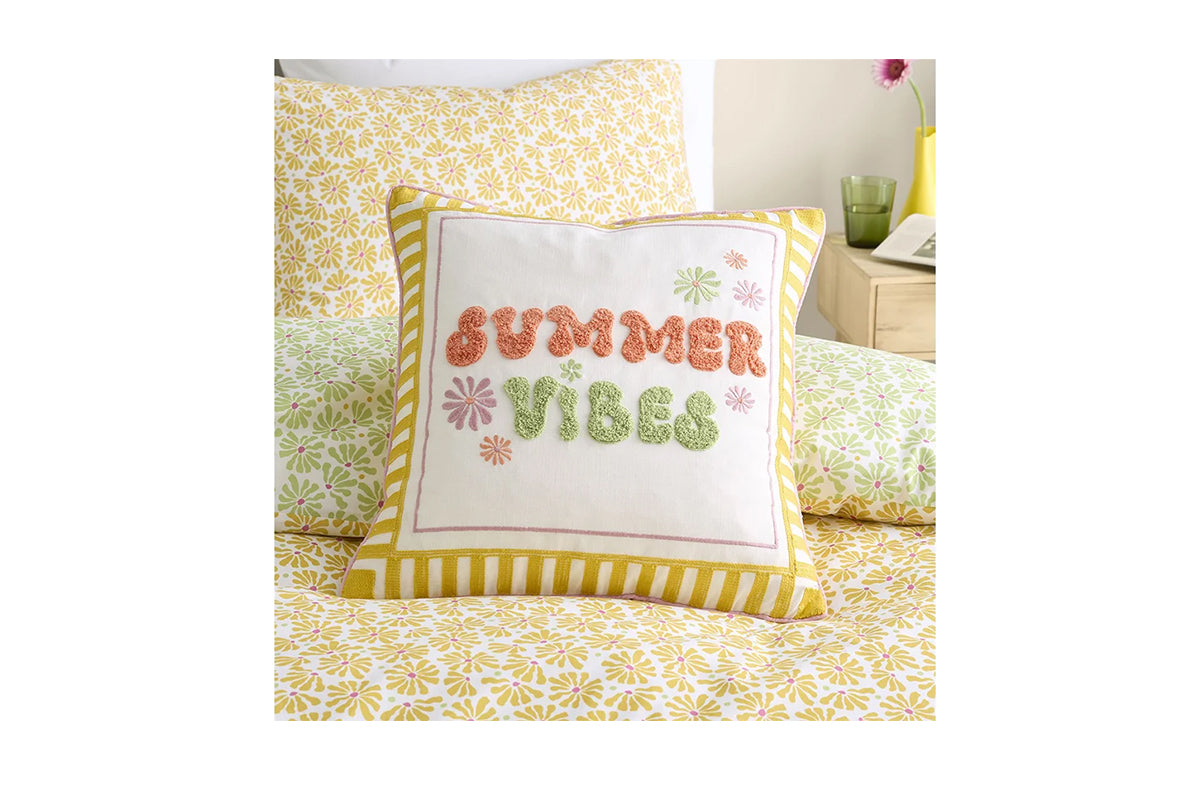 Summer Vibes Slogan Cushion | Multi | 43 X 43 cm