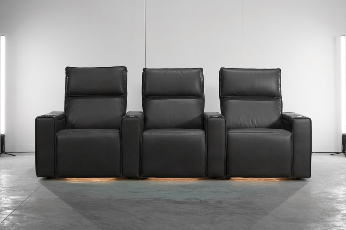 Stella Home Cinema Sofa | Power Recliner | Set of 3 | Gunmetal