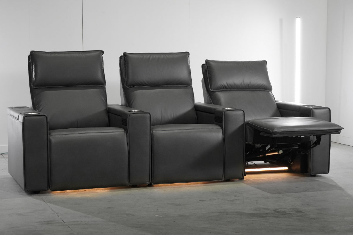 Stella Home Cinema Sofa | Power Recliner | Set of 3 | Gunmetal