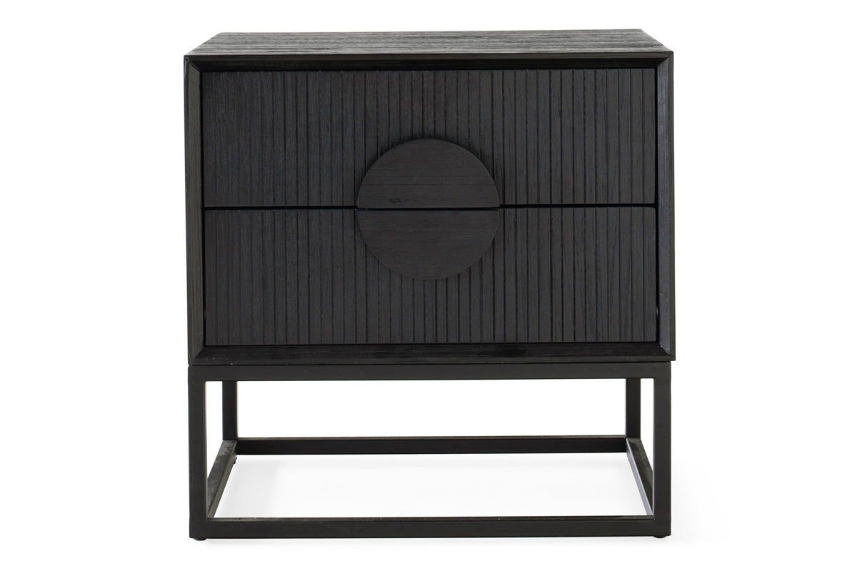 Teca Square Bedside Locker | 2 Drawer | Matt Black