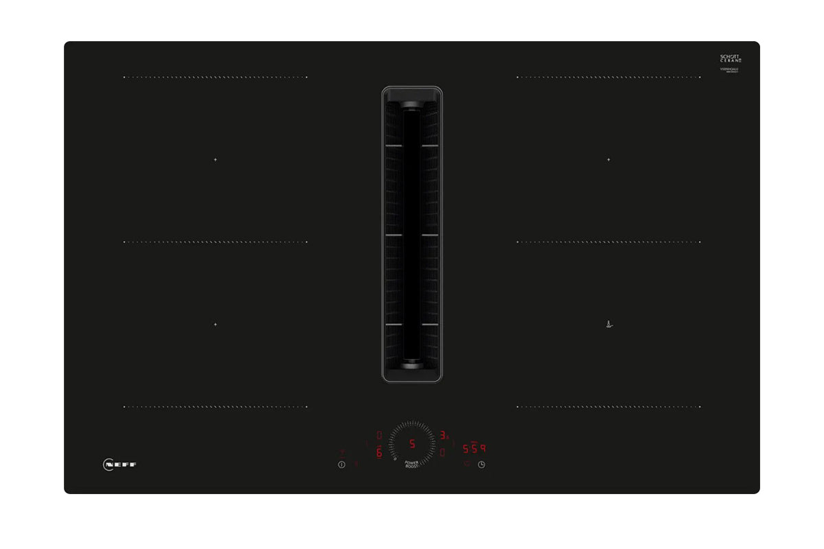 Neff N70 80cm 4 Zone Induction Hob with Integrated Ventilation | V58NHQ4L0 | Black