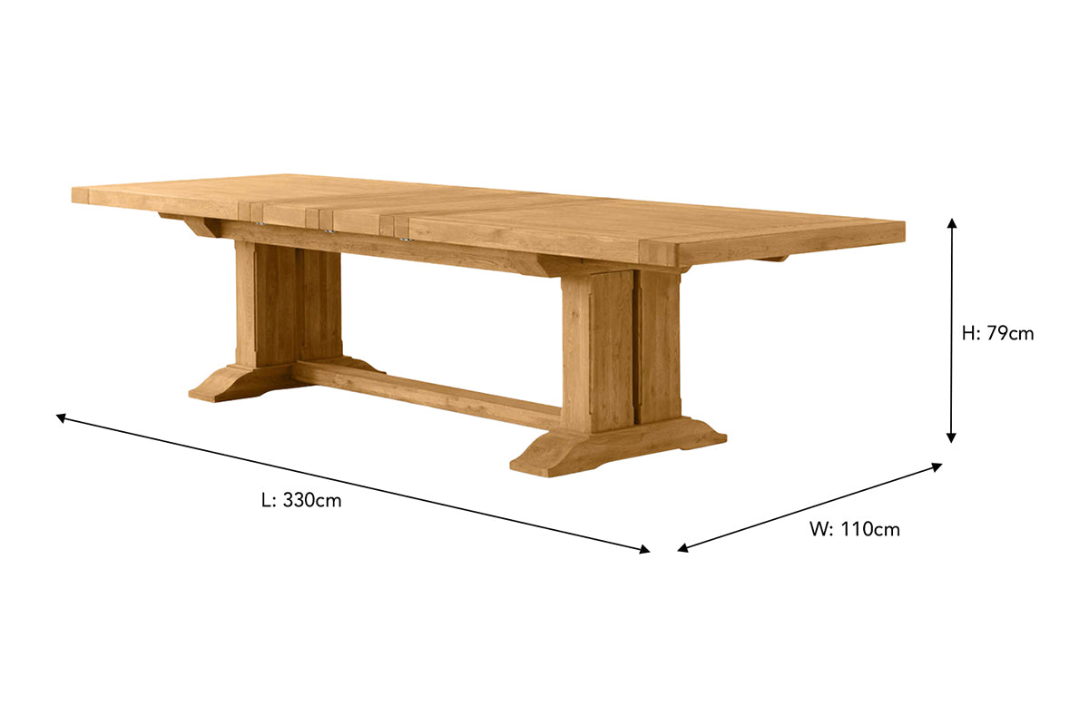 Monastery Rectangular Extending Dining Table | 250 - 330 cm | Brown