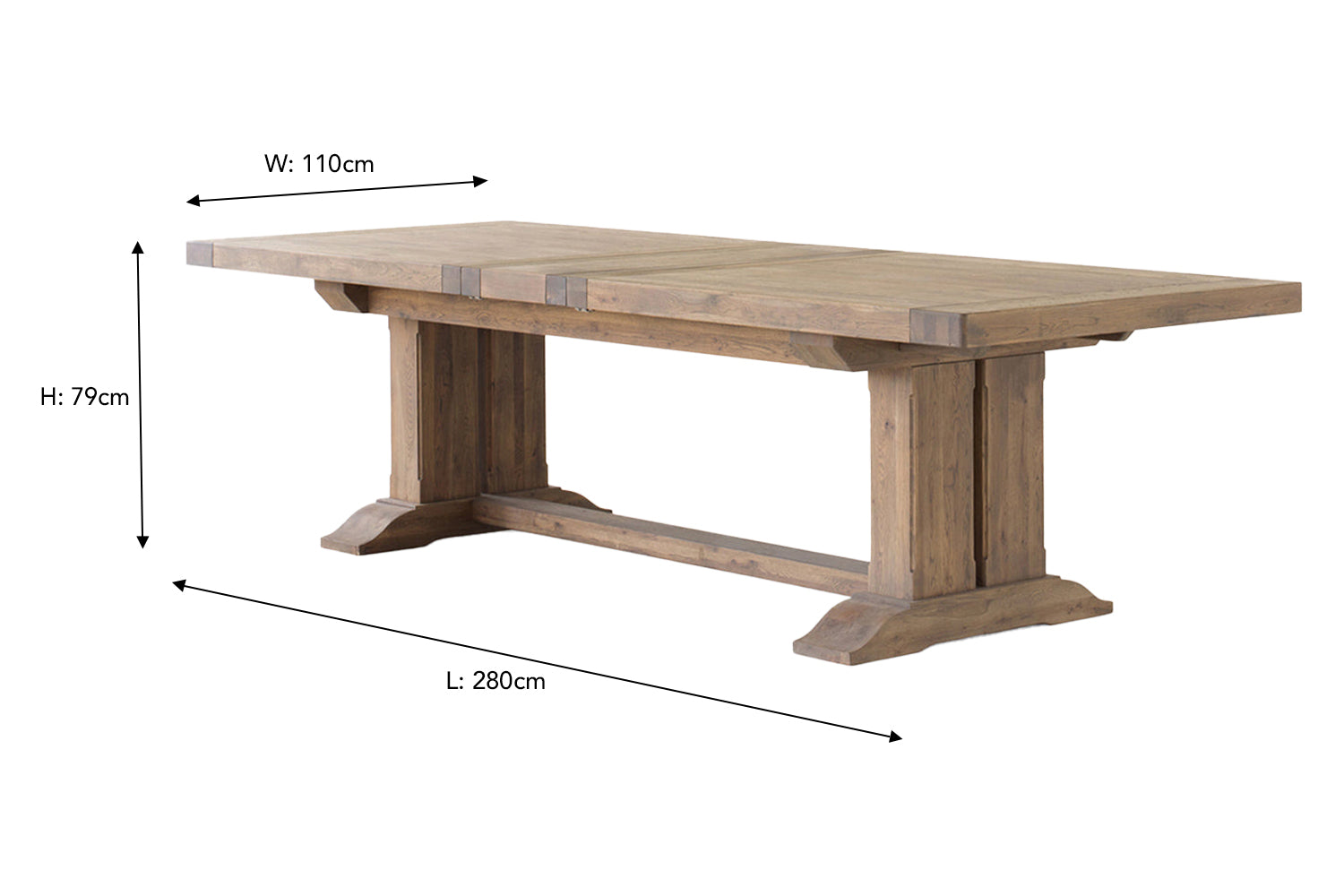 Monastery Rectangular Extending Dining Table | 280cm | Brown