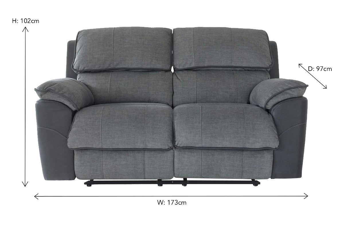 Potts 2 Seater Sofa | Manual Recliner | Fabric | Grey
