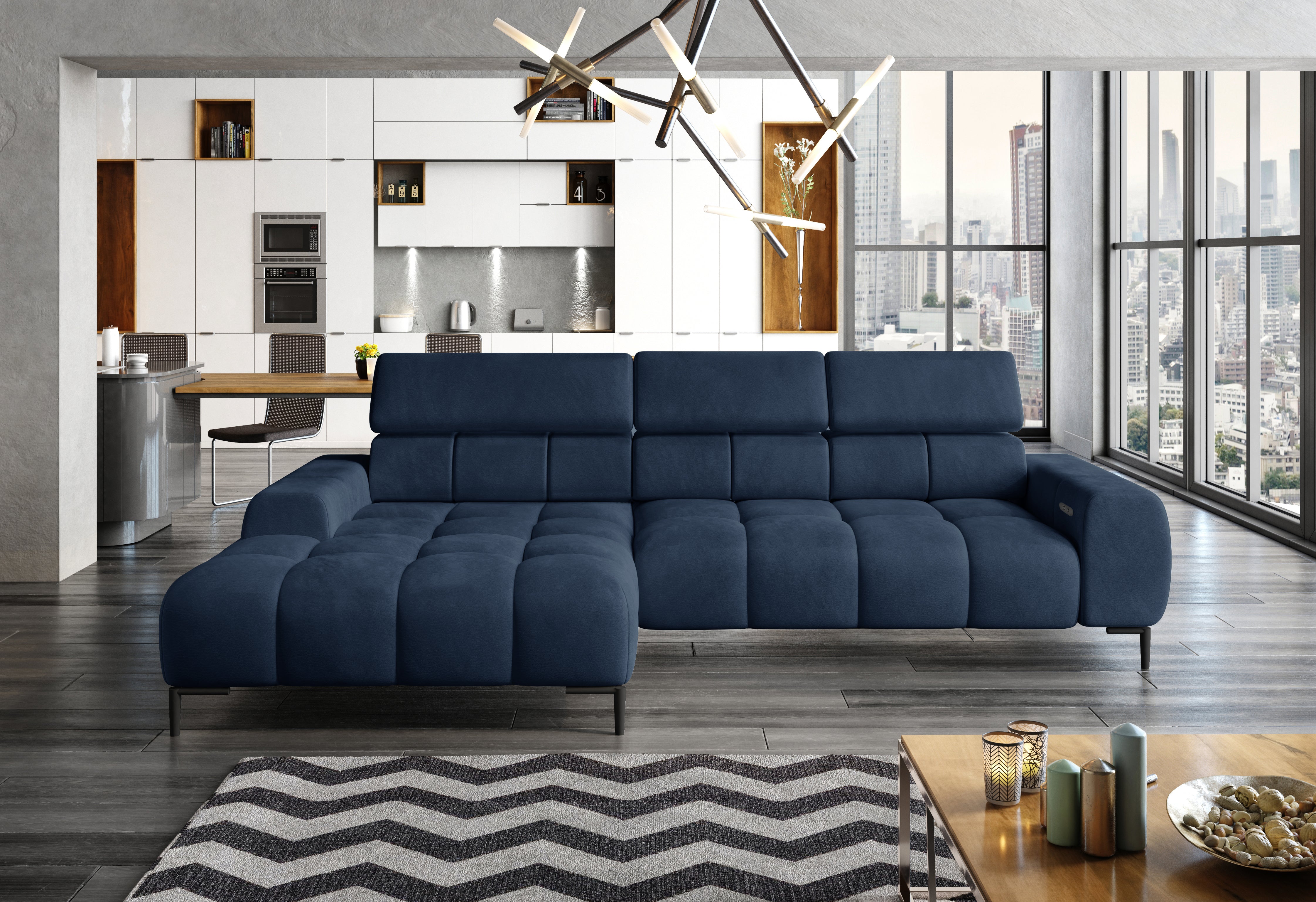 Cassie Chaise Sofa | Power Recliner | Small | Fabric | Colour Options