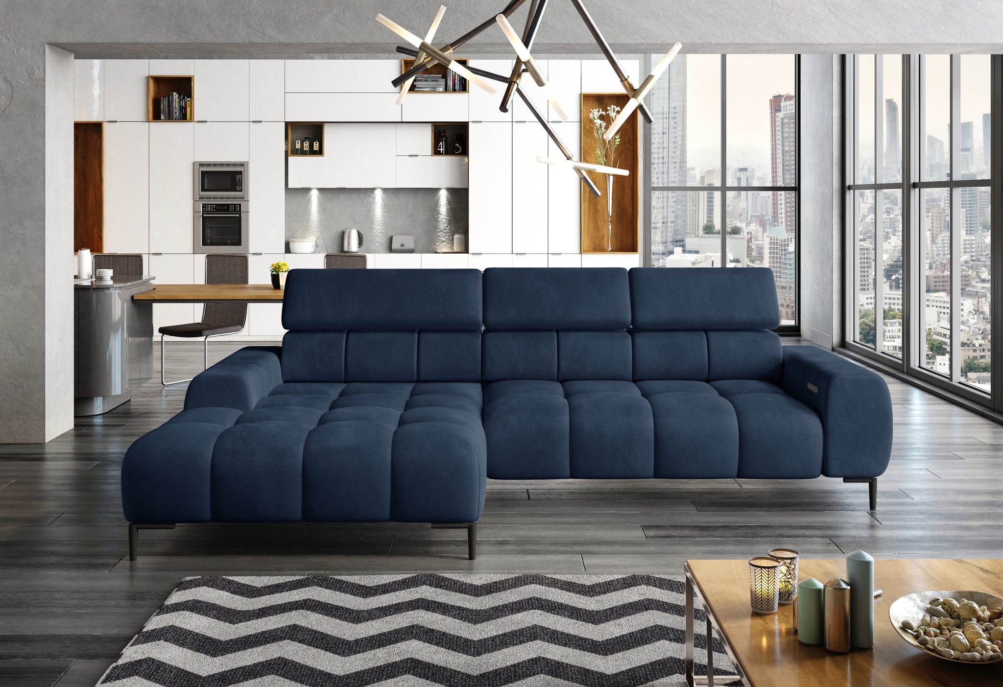 Cassie Chaise Sofa | Power Recliner | Small | Fabric | Colour Options