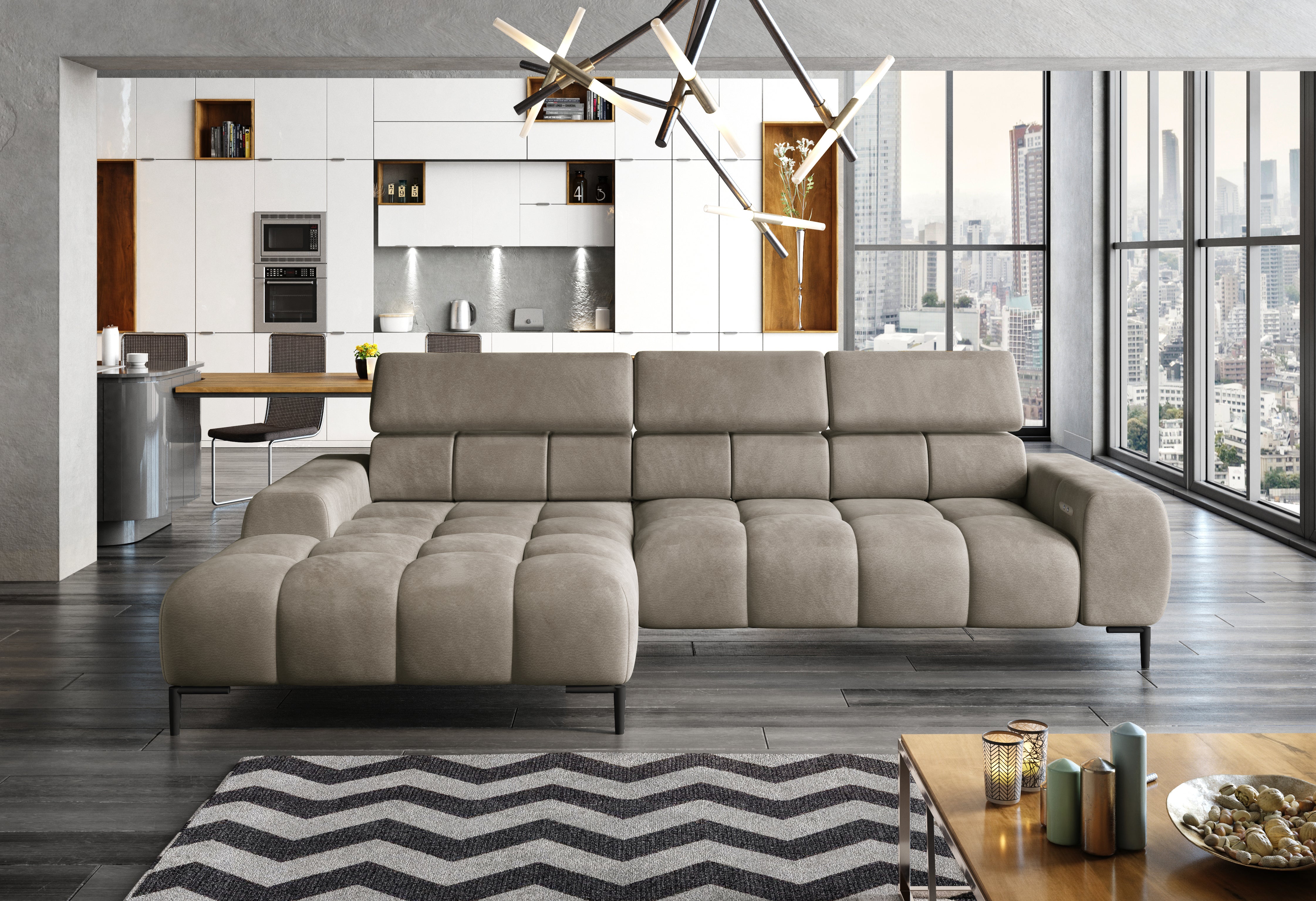 Cassie Chaise Sofa | Power Recliner | Small | Fabric | Colour Options