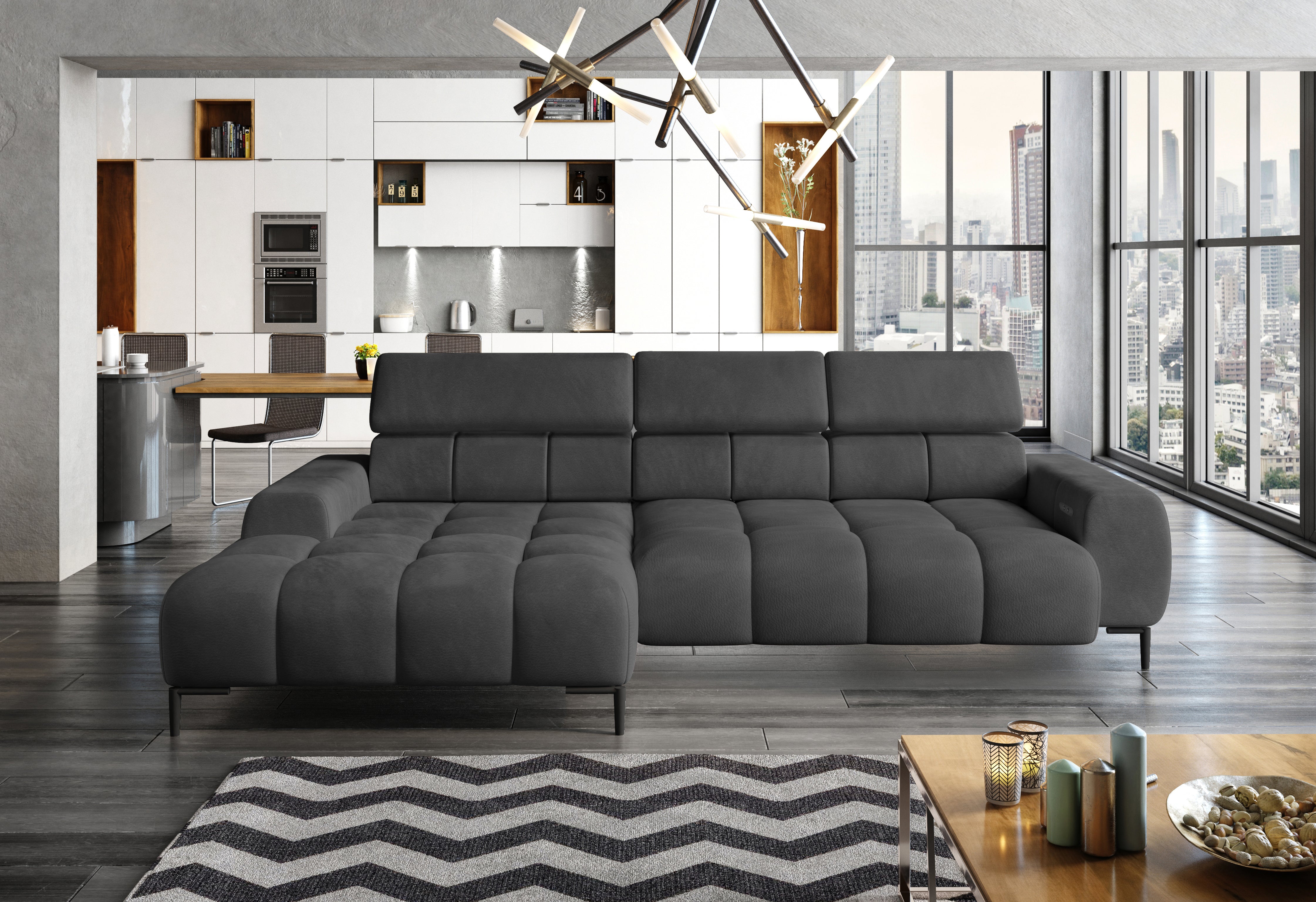 Cassie Chaise Sofa | Power Recliner | Small | Fabric | Colour Options