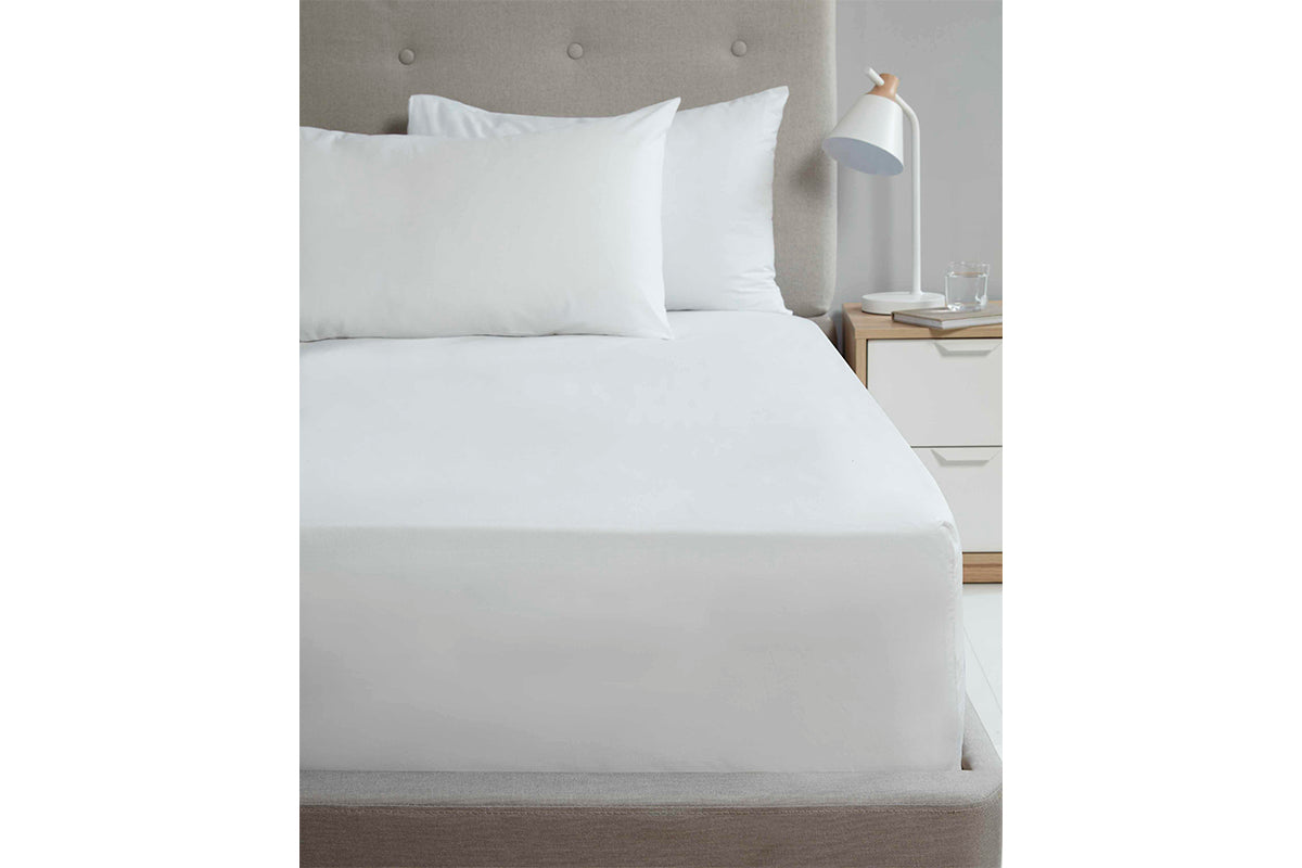 180TC Microfibre | Fitted Sheet | White | Single