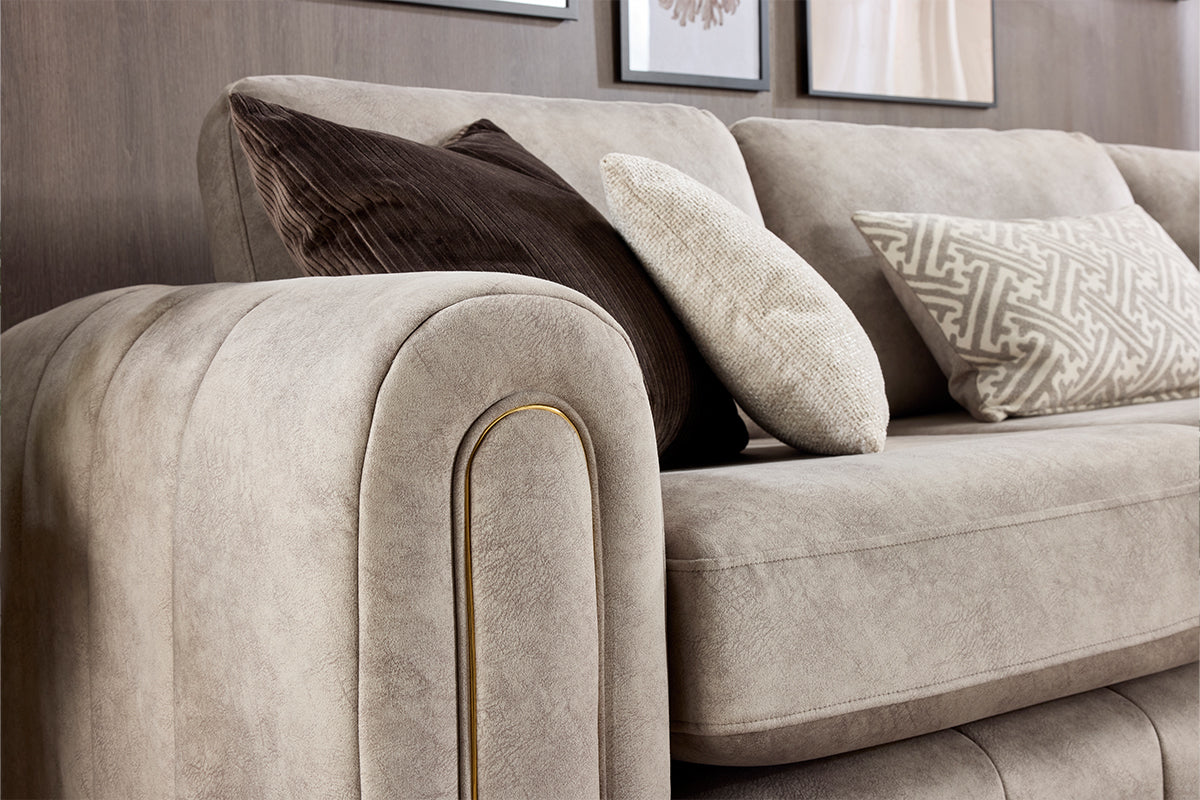Glamour 3 Seater Sofa | Fabric | Stone