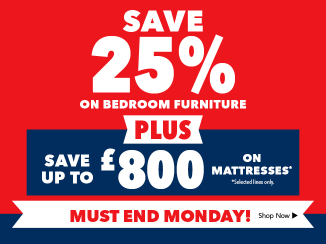 Save 25% on Bedroom Furniture
