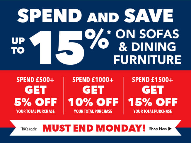 Save Up To 15% Off on Sofas and Furniture for your Dining and Living Room!