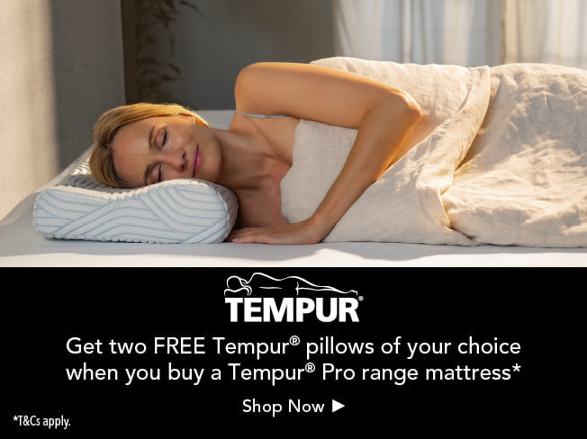 Free TEMPUR pillows worth up to £298 with selected TEMPUR Pro SmartCool mattresses.