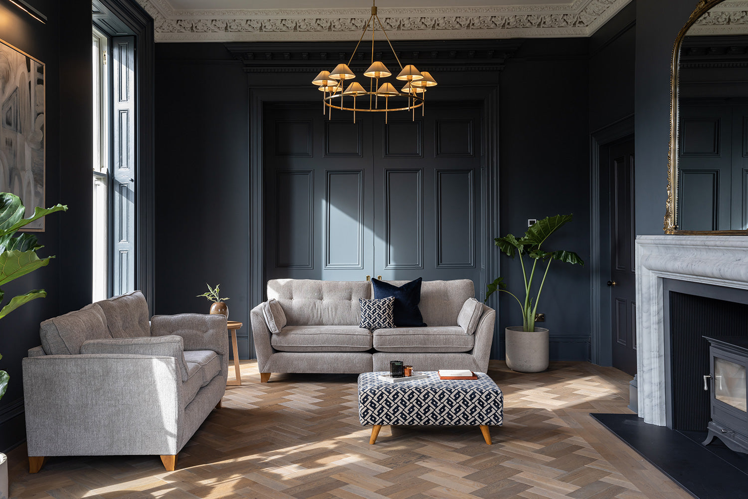 Jameson 3 Seater Sofa and Footstool Fabric Taupe by Harvey Norman