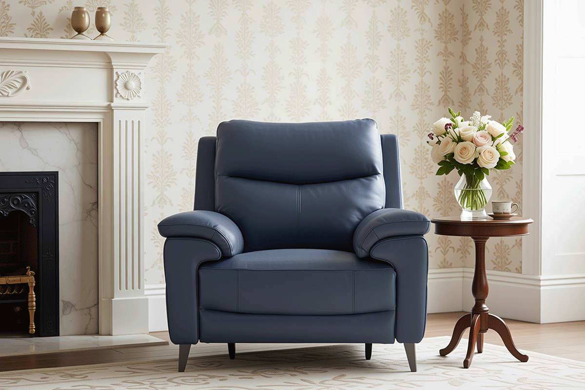Milo Armchair | Power Recliner | Leather | Smoke Blue