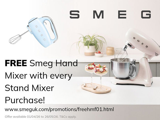 Claim FREE Smeg Hand Mixer with every Stand Mixer purchase. T&Cs apply.