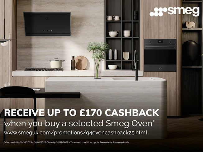 Claim up to £170 cashback when you buy a selected Smeg Oven